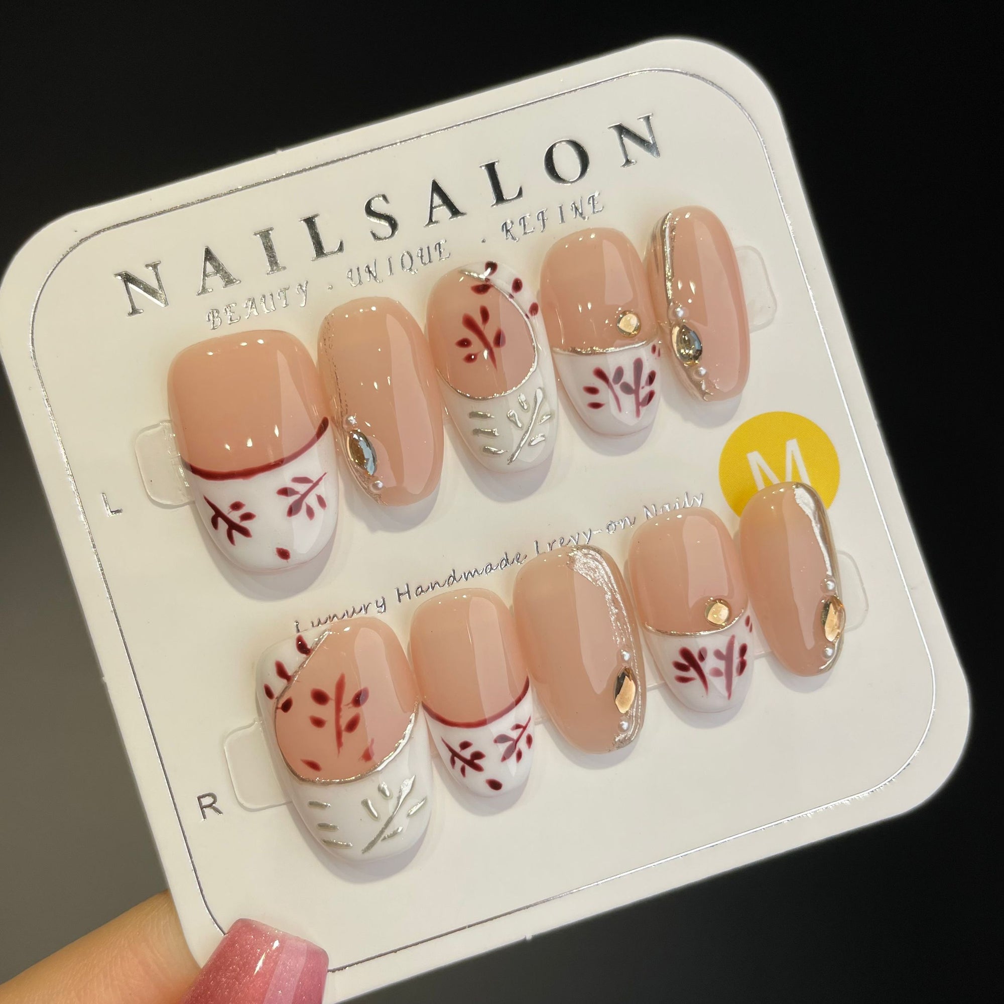 Handmade Press On Nails Medium Oval Longing for autumn