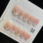 Handmade Press On Nails Short Coffin Line cat-eye French-YiH