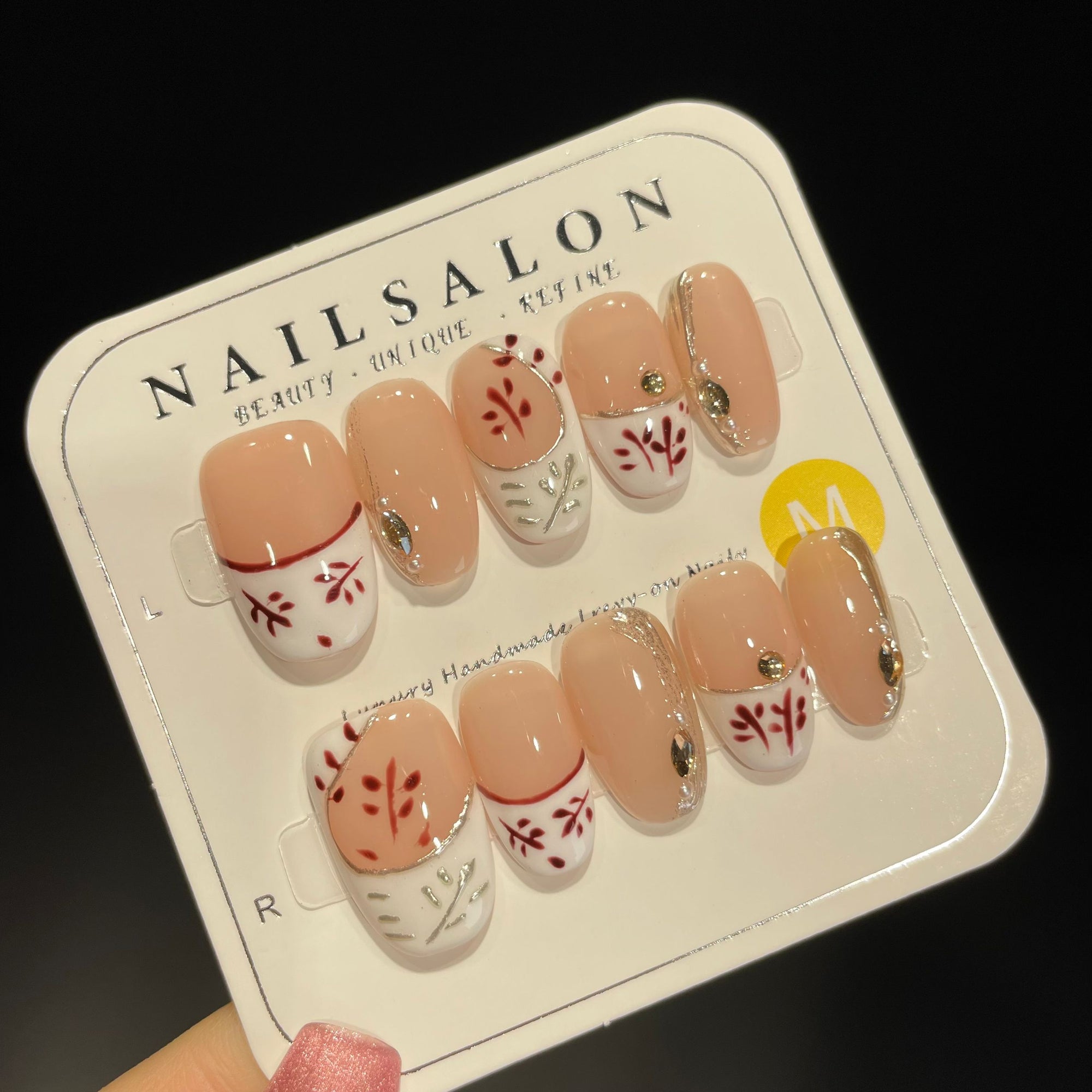 Handmade Press On Nails Medium Oval Longing for autumn