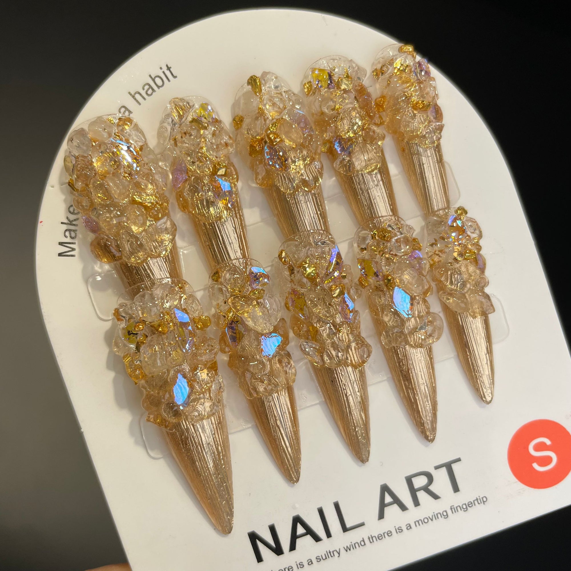 Handmade Press On Nails Long Stiletto Mirror Monster