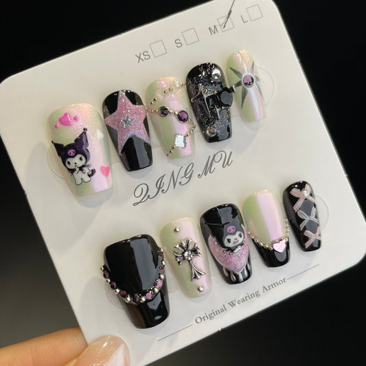 Handmade Press On Nails Medium Coffin Cool Kouromi