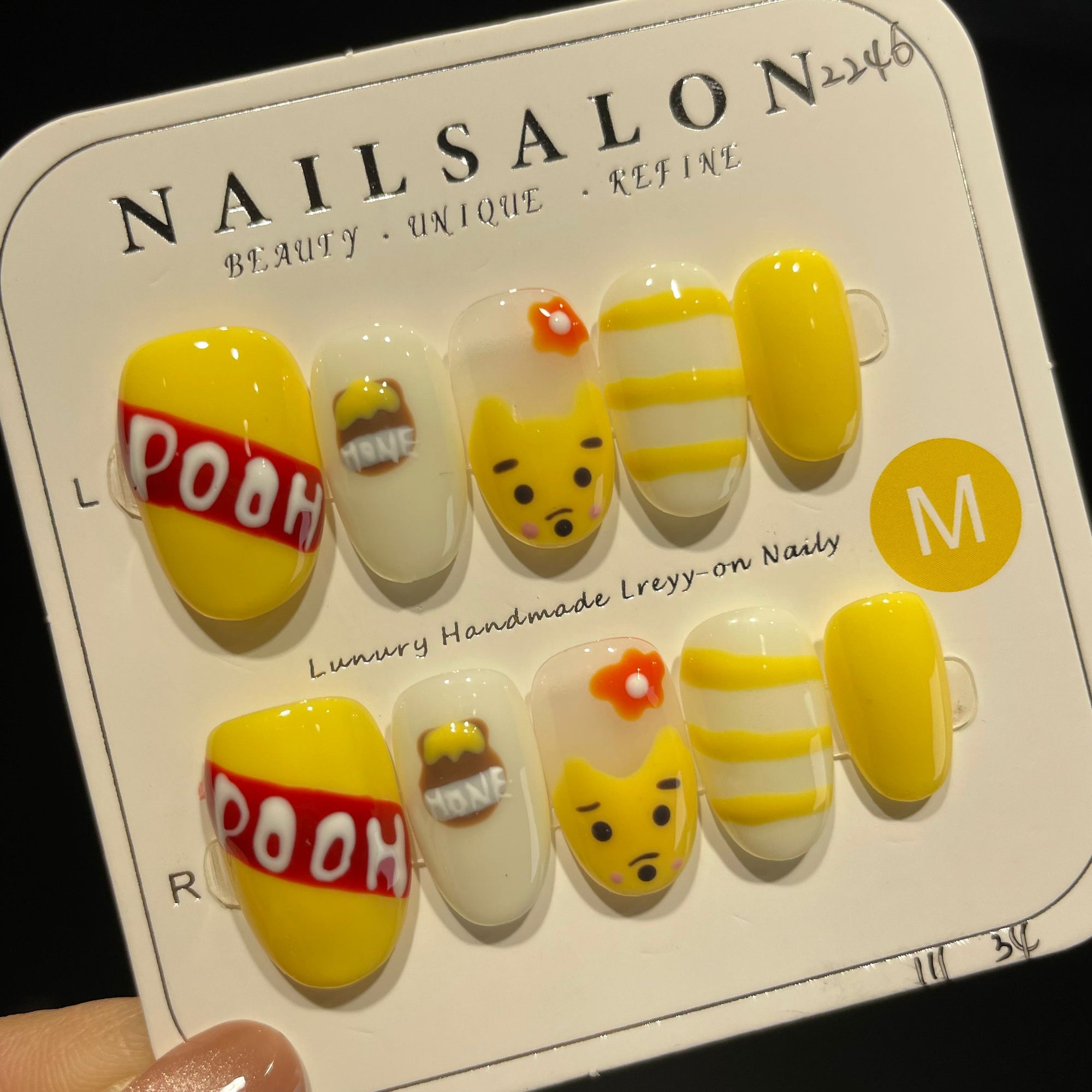 Handmade Press On Nails Short Oval Winnie the Pooh