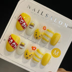 Handmade Press On Nails Short Oval Winnie the Pooh