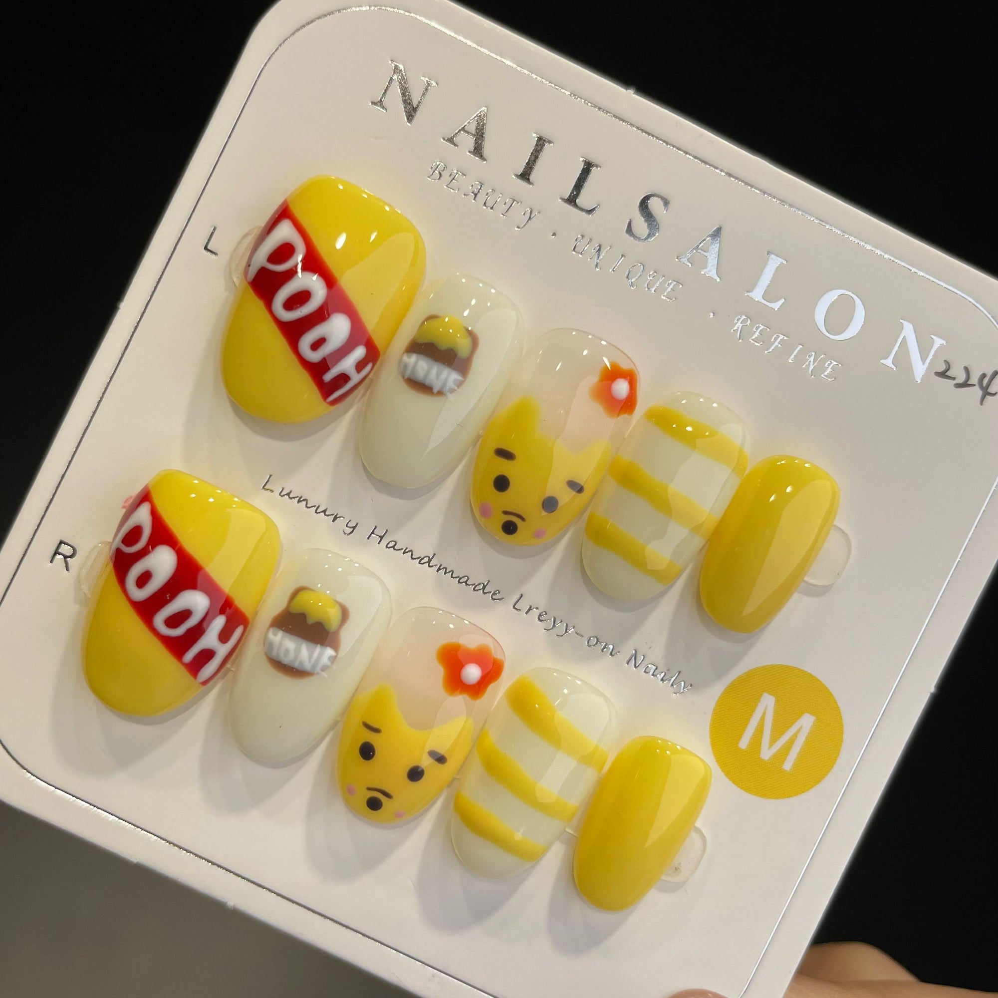 Handmade Press On Nails Short Oval Winnie the Pooh