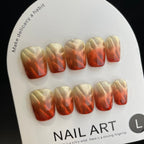 Handmade Press On Nails Short Coffin Sparkling amber-YiH