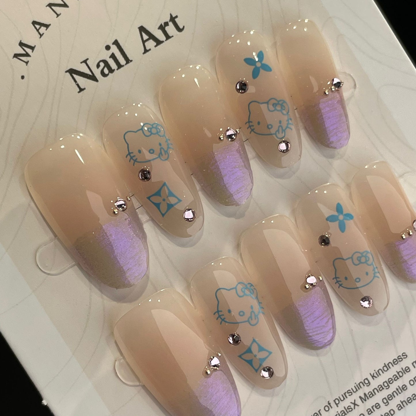 Handmade Press On Nails Long Almond Hello Kitty