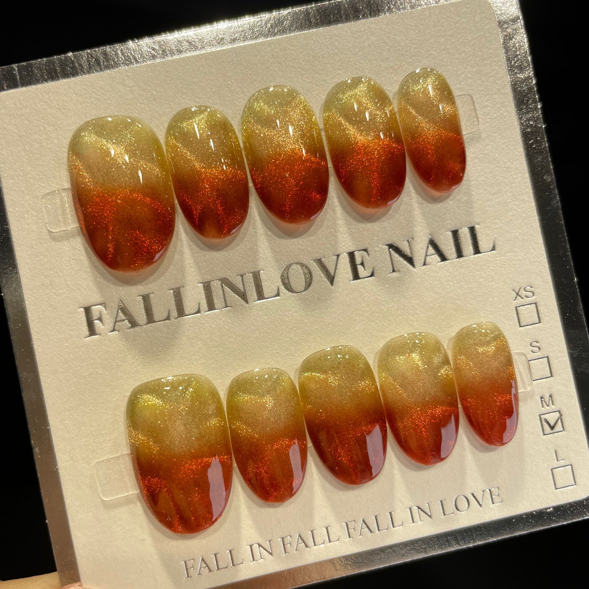 Handmade Press On Nails Short Oval Tiger print cat eyes-YiH