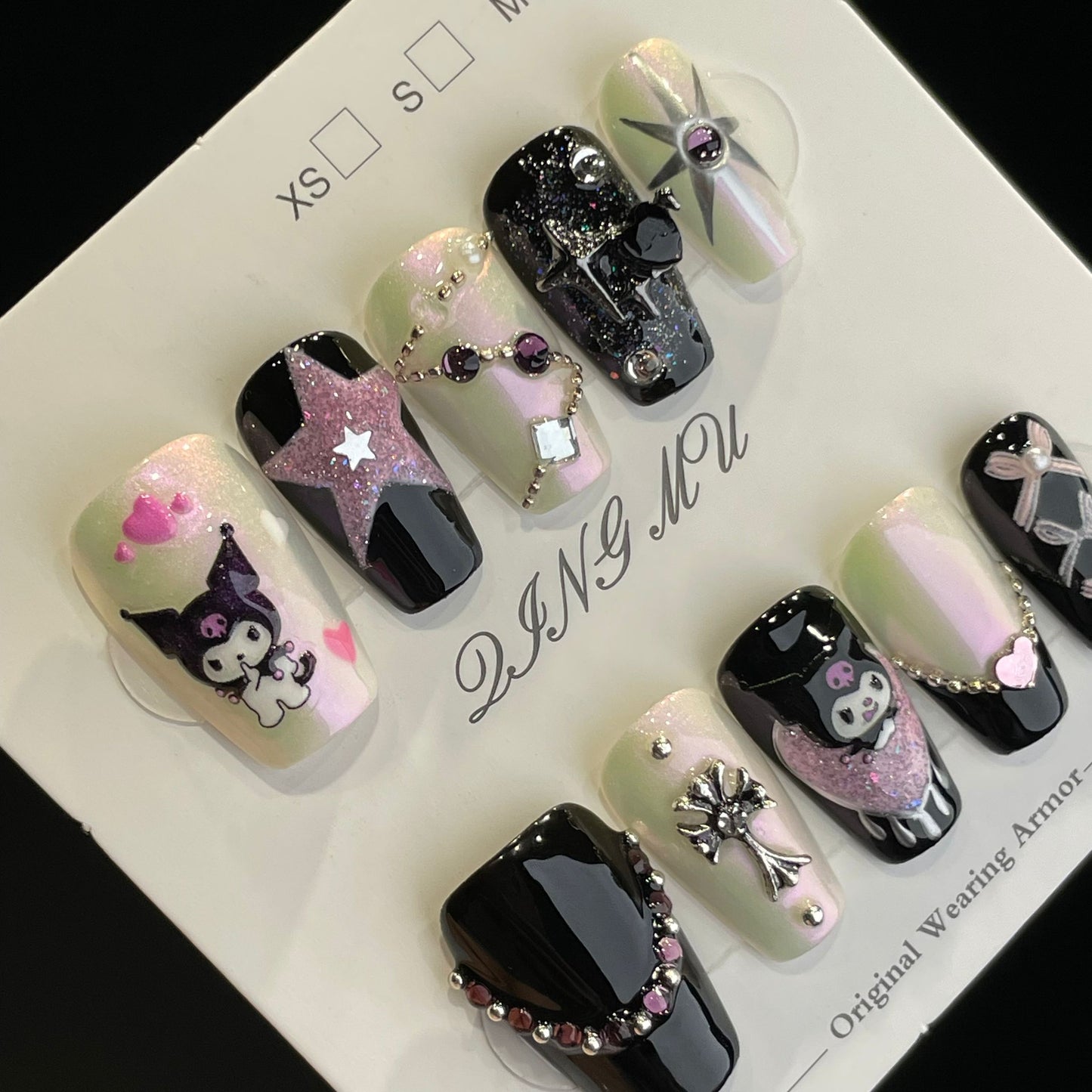 Handmade Press On Nails Medium Coffin Cool Kouromi