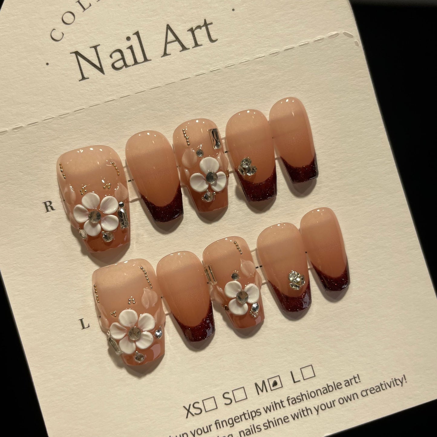 Handmade Press On Nails Medium Coffin Petal style