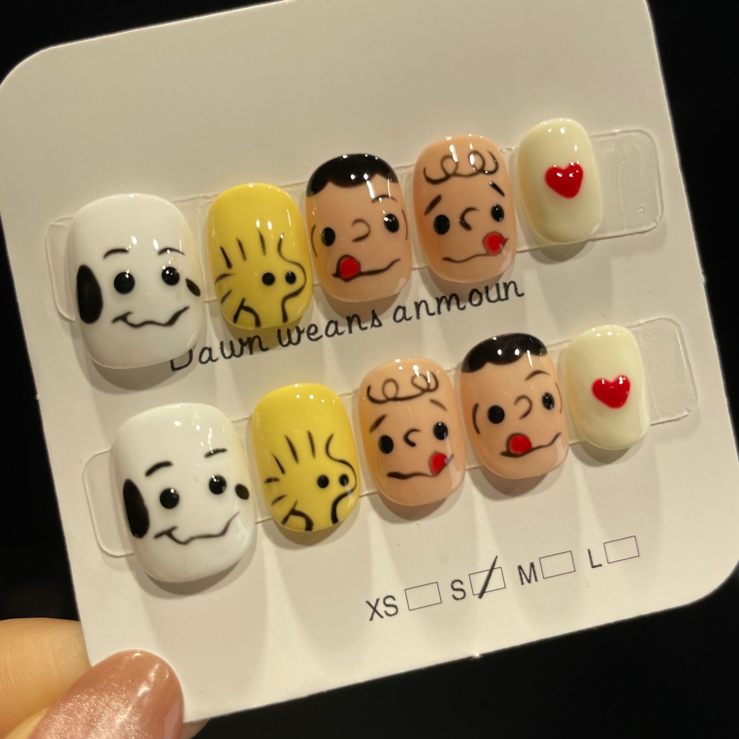 Handmade Press On Nails Short Square The Snoopy family-XiXX