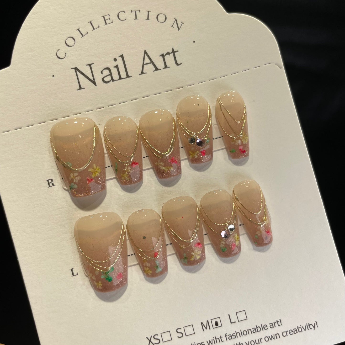 Handmade Press On Nails Medium Coffin Line method