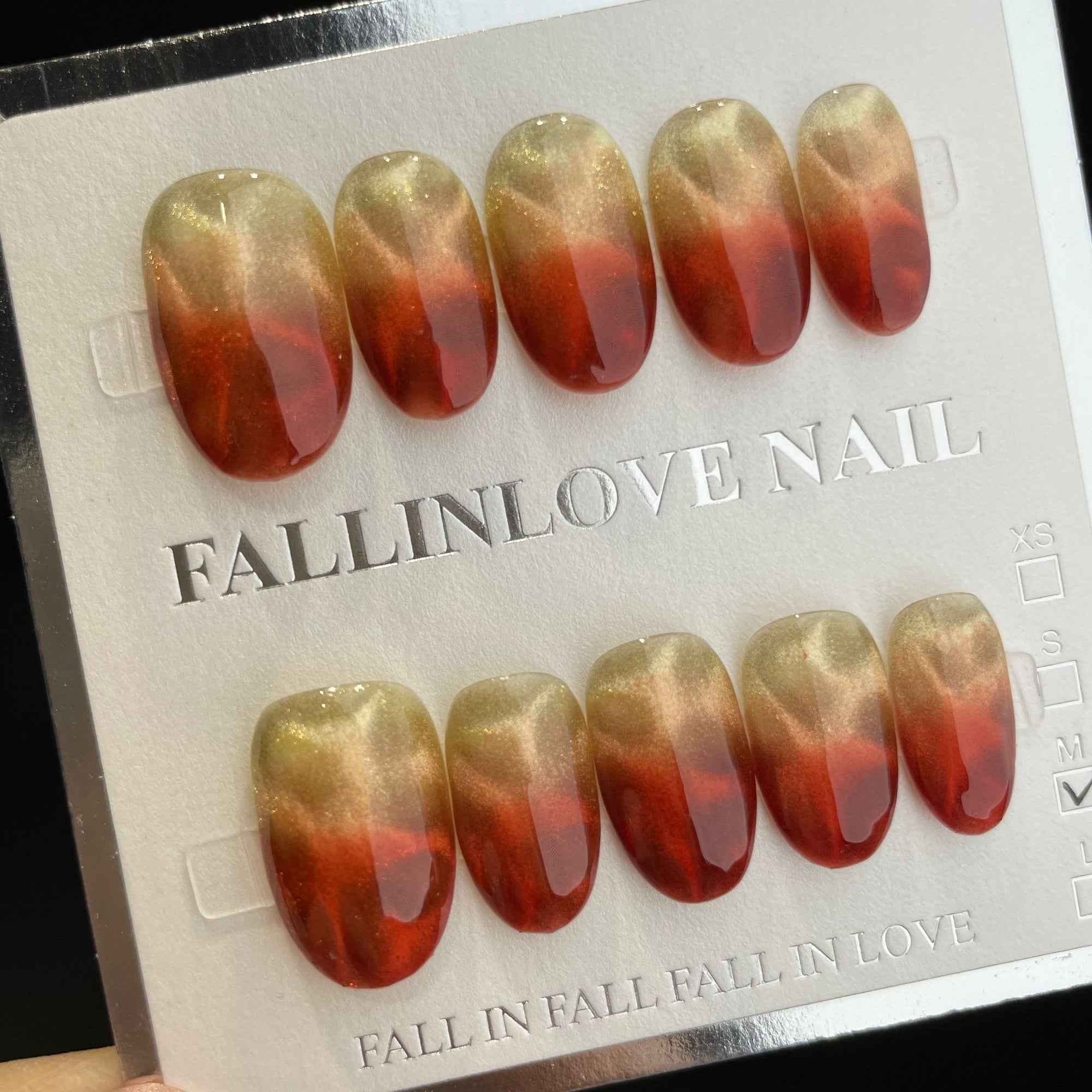 Handmade Press On Nails Short Oval Tiger print cat eyes-YiH