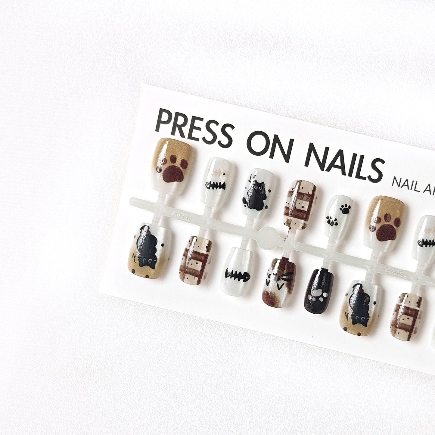 With design Cat eye press on nails long strip 30pcs JL-喵语心愿-03