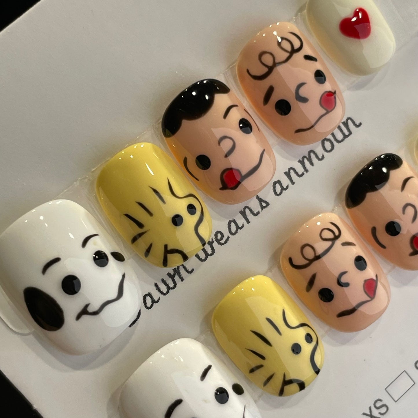 Handmade Press On Nails Short Square The Snoopy family-XiXX