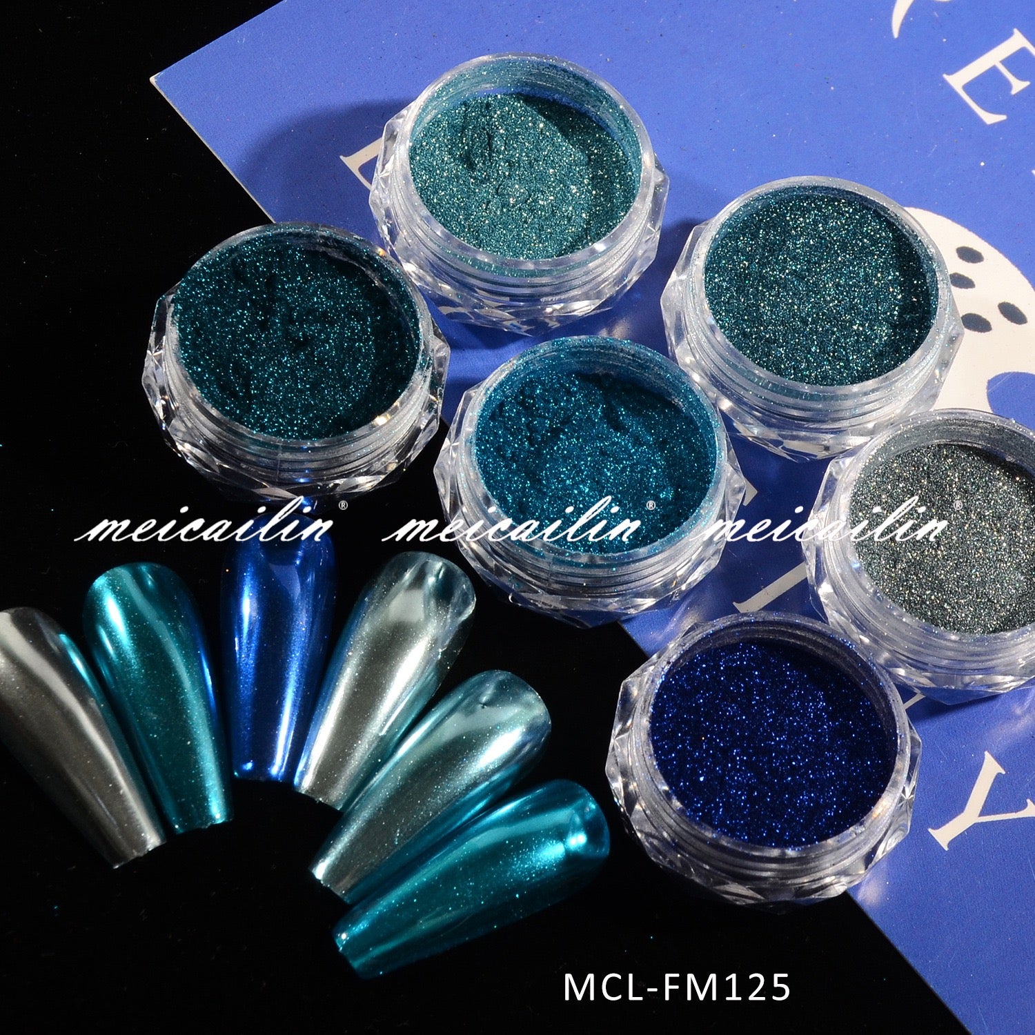 6 pcs/set Magic Mirror Nail Art Powder