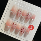 Handmade Press On Nails Long Coffin Silver cat eye fireworks-YiH