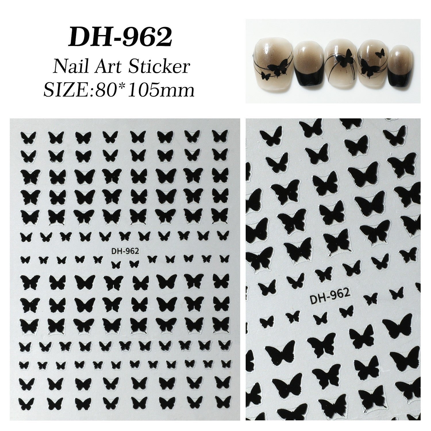 7pcs Gold Foil Butterfly Nail Stickers