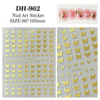 7pcs Gold Foil Butterfly Nail Stickers