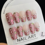 Handmade Press On Nails Long Coffin Blossoms-YiH