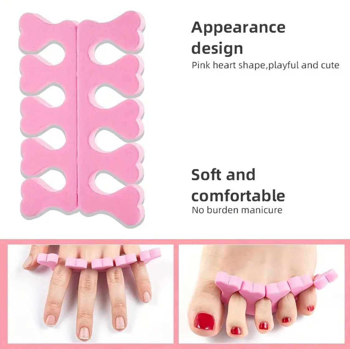50/pcs、100pcs/set Pink Soft Sponge Finger & Toe Separators Set