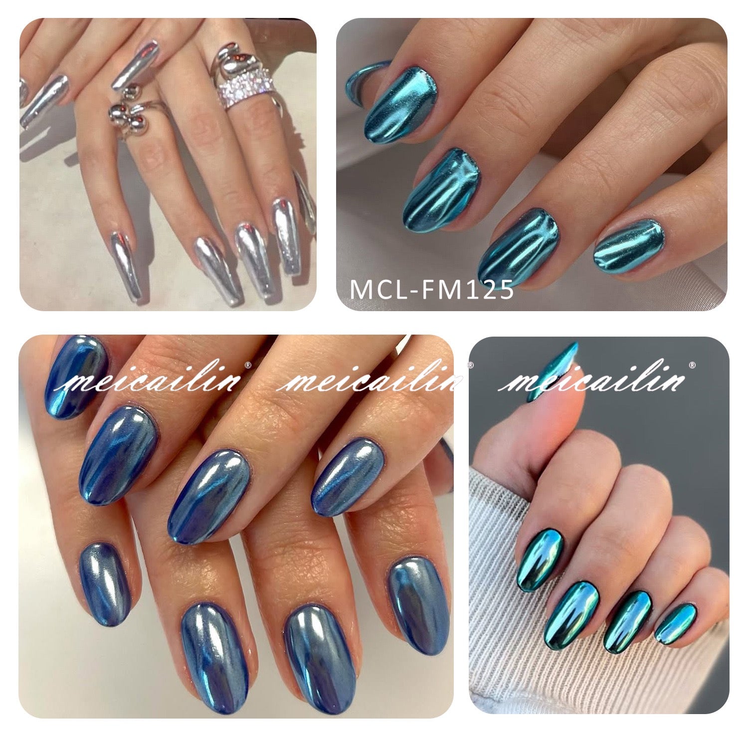 6 pcs/set Magic Mirror Nail Art Powder