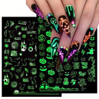 9pcs  Glow-in-the-Dark Halloween Nail Stickers