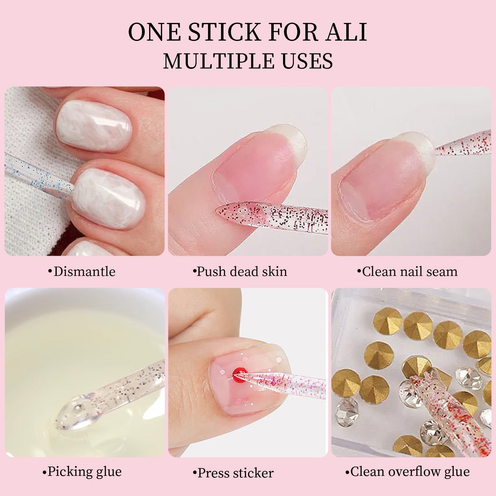 Plastic Crystal Nail Cuticle Stick