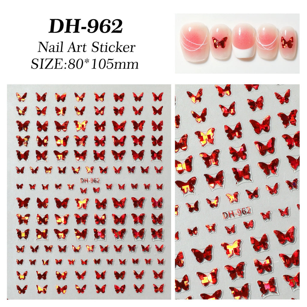 7pcs Gold Foil Butterfly Nail Stickers