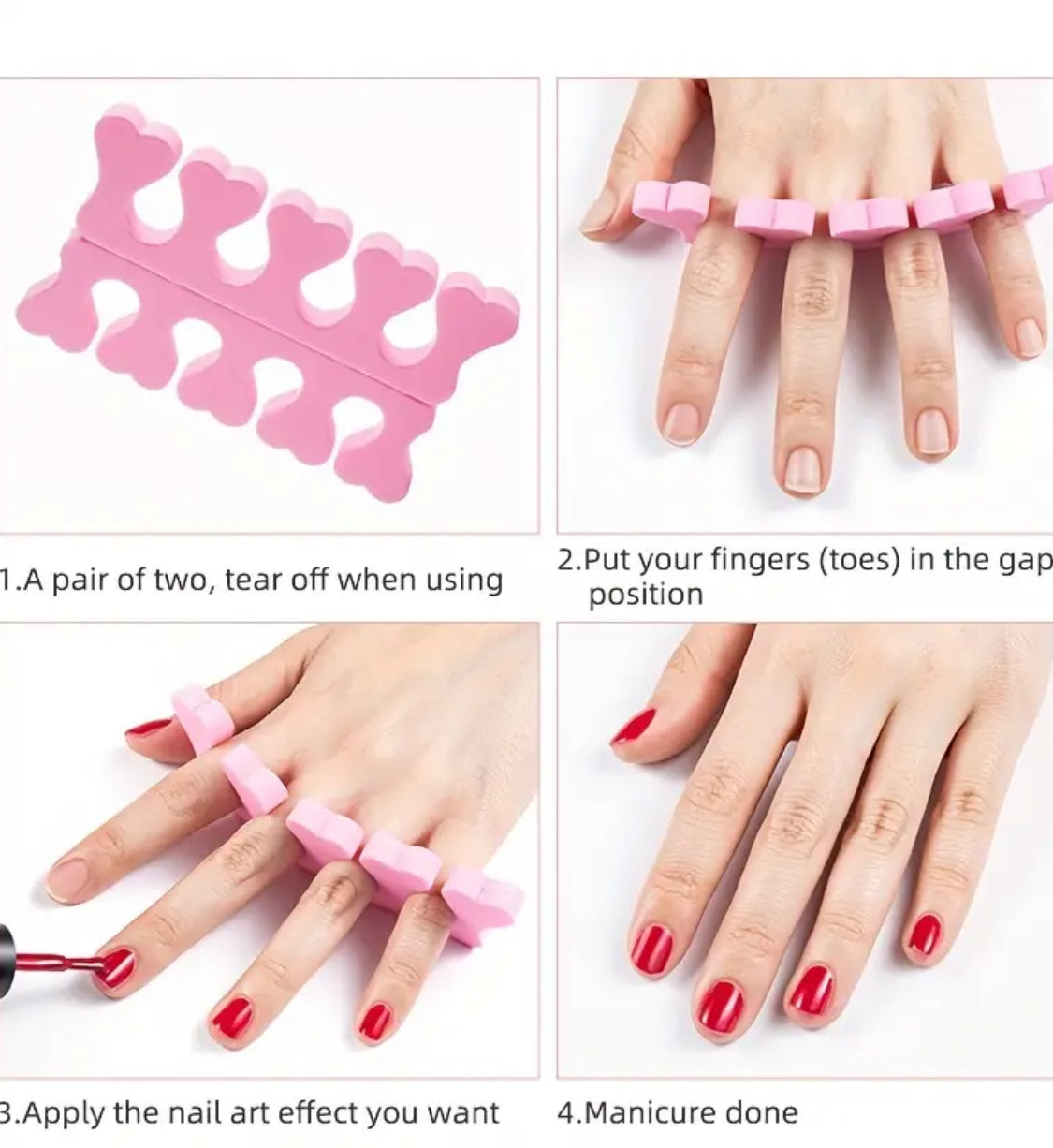 50/pcs、100pcs/set Pink Soft Sponge Finger & Toe Separators Set