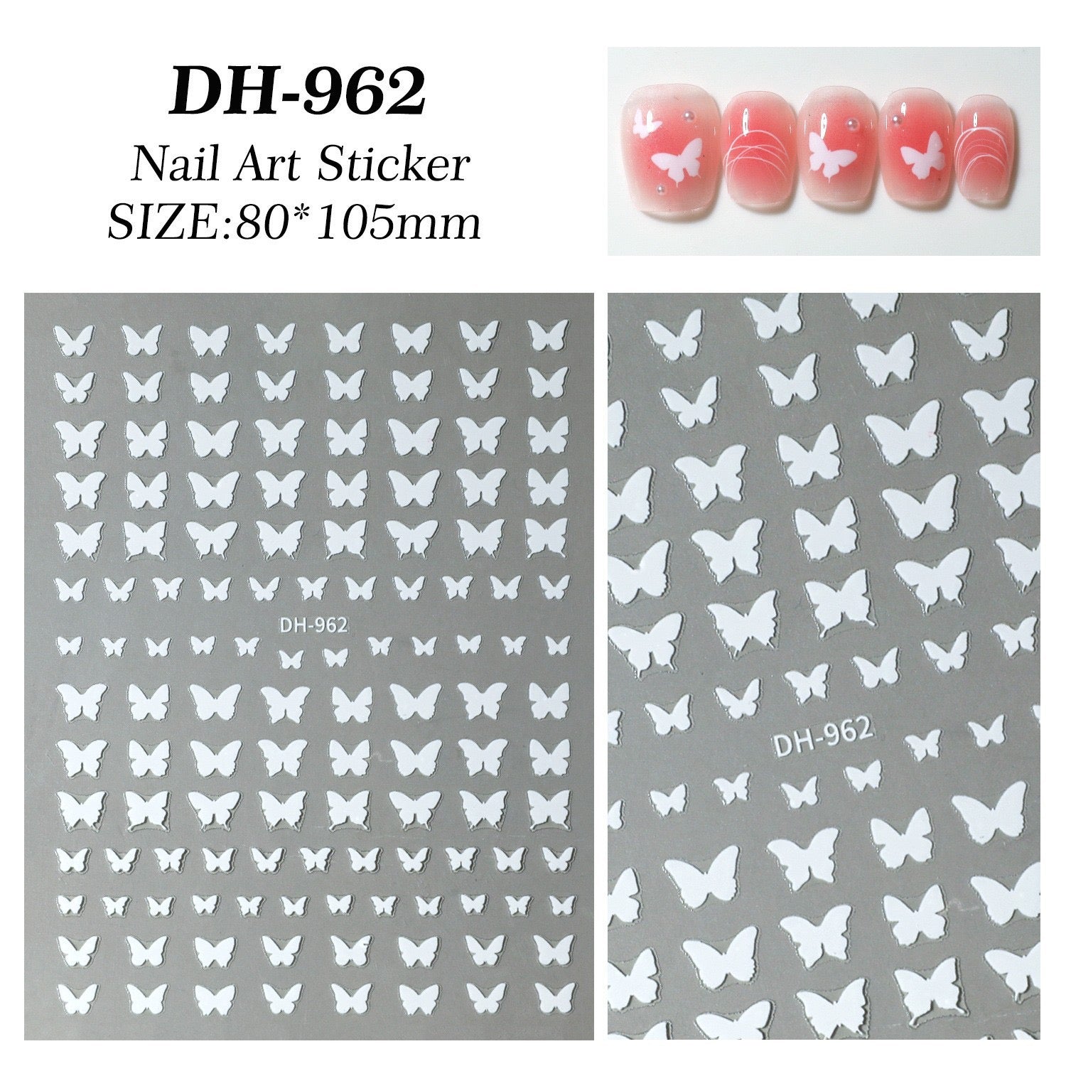 7pcs Gold Foil Butterfly Nail Stickers