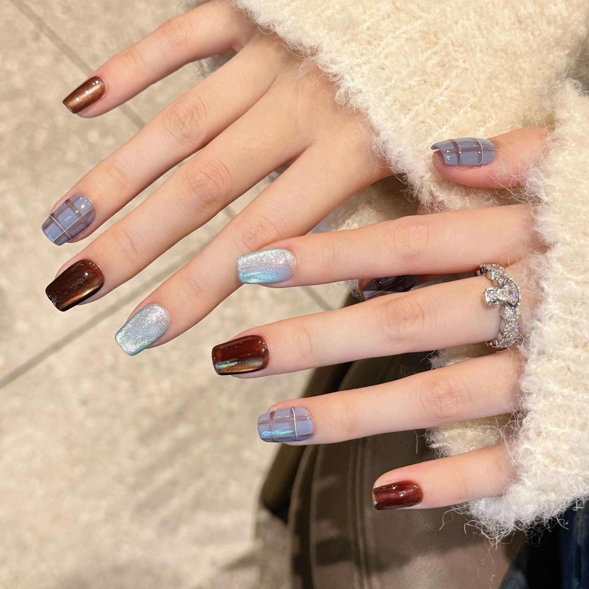 Handmade Press On Nails Short Coffin English college