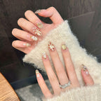 Handmade Press On Nails Medium Almond or Coffin Butterfly fireworks