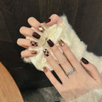 Handmade Press On Nails Short Coffin Checkered stars twinkle