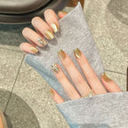 Handmade Press On Nails Short Coffin Elf cat eyes