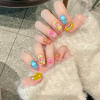 Handmade Press On Nails Short Coffin Turtles touch each other