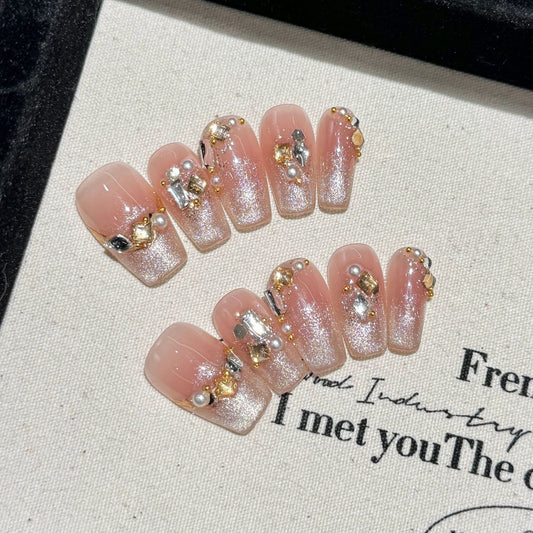 Handmade Press On Nails Medium Coffin Once upon a time in Paris