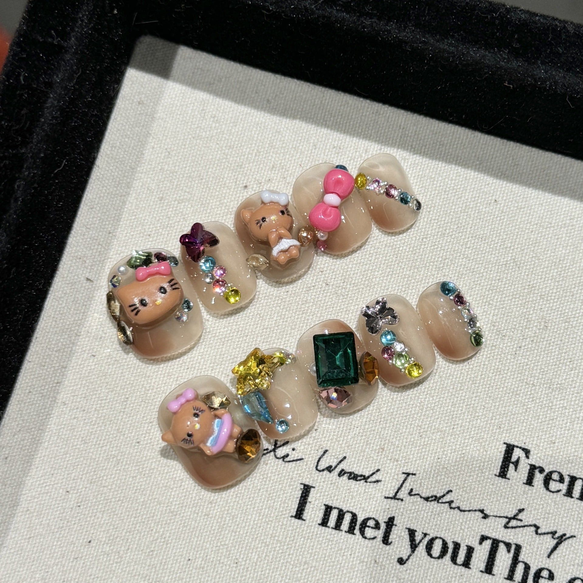 Handmade Press On Nails Short Coffin Hello Kitty wonderful holiday