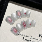 Handmade Press On Nails Short Coffin The moon enters the starry sea