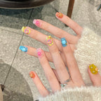 Handmade Press On Nails Short Coffin Turtles touch each other