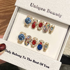 Handmade Press On Nails Medium Coffin CP gemstone