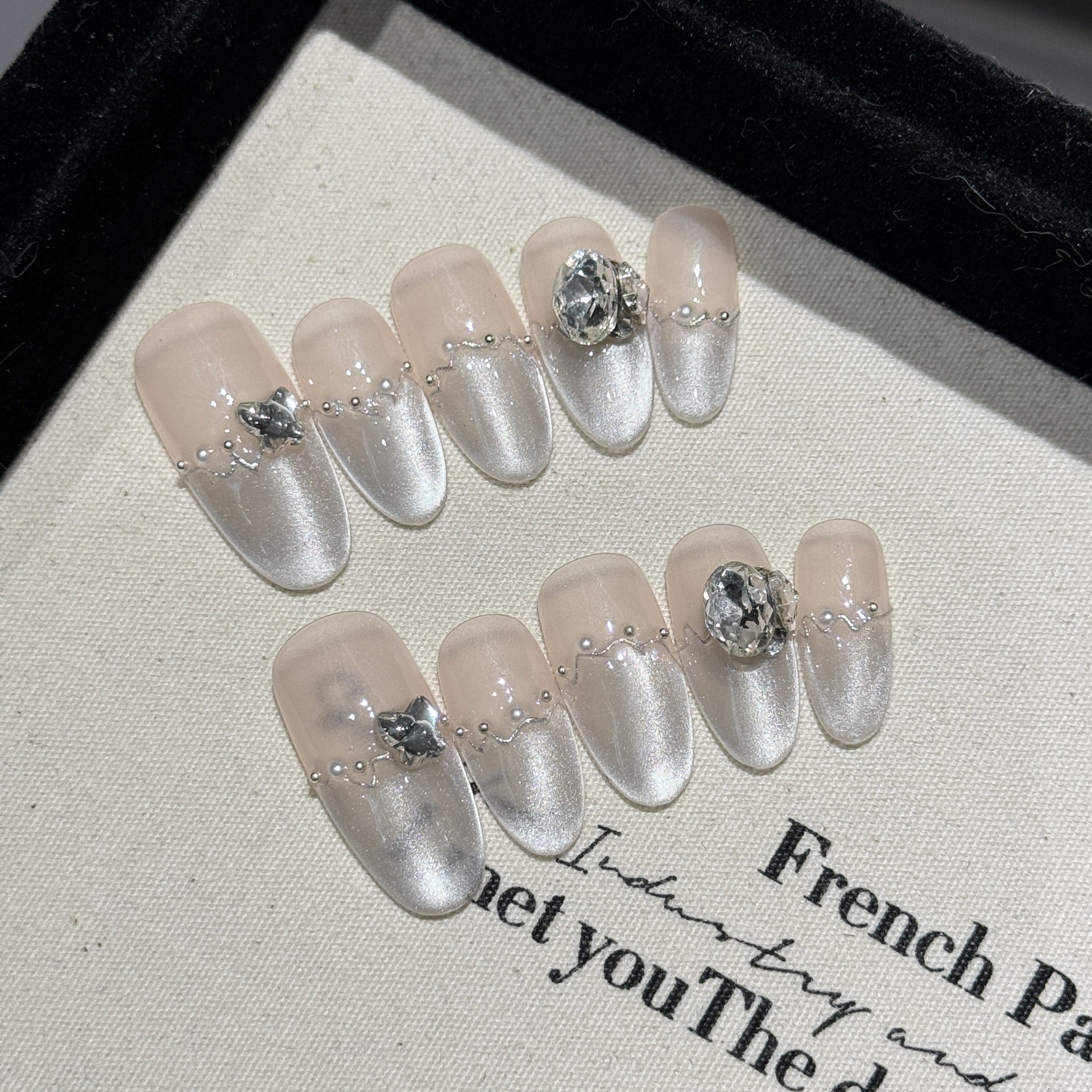 Handmade Press On Nails Medium Almond River Seine