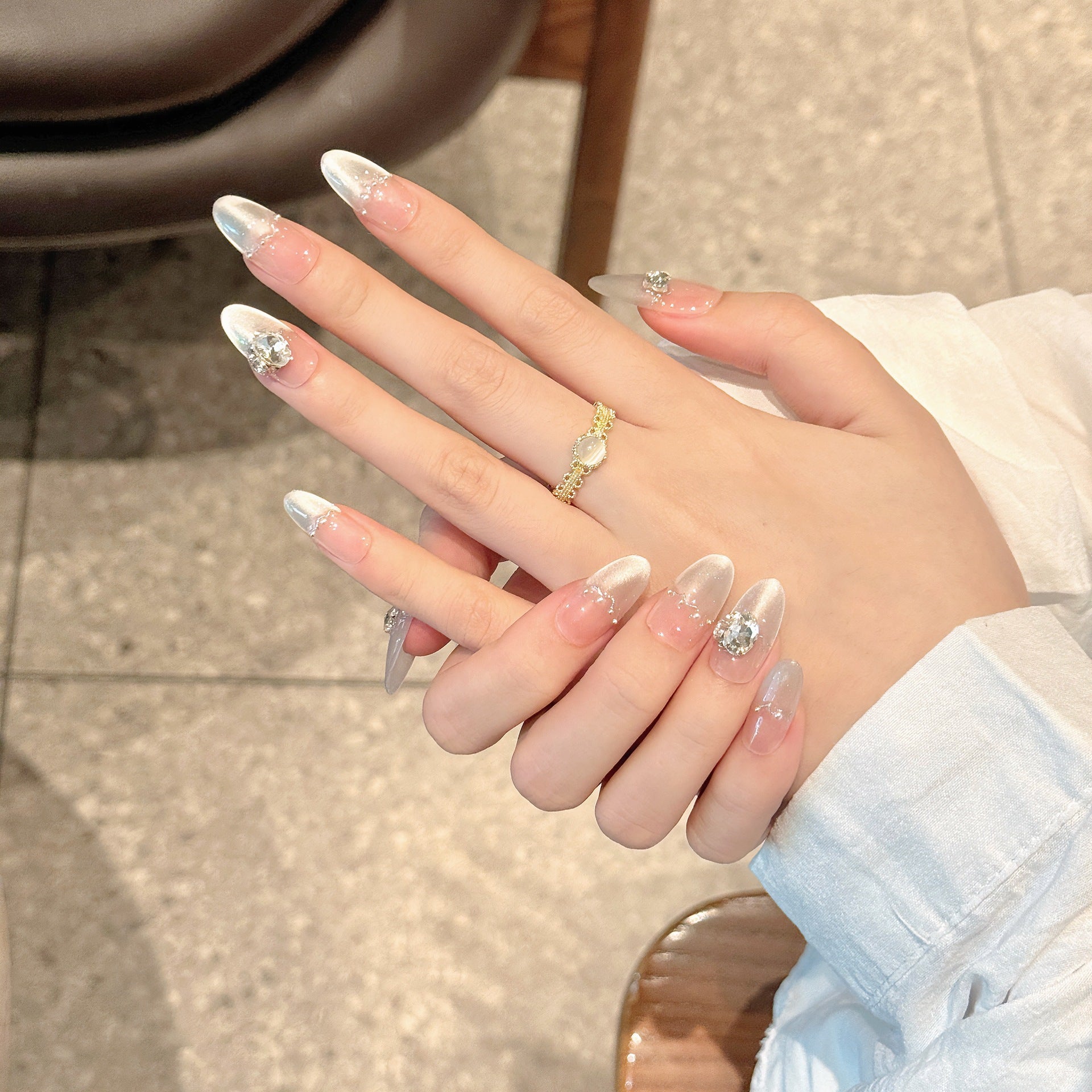 Handmade Press On Nails Medium Almond River Seine