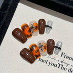 Handmade Press On Nails Short Coffin Golden days