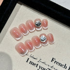 Handmade Press On Nails Short Coffin Peach jelly