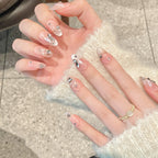 Handmade Press On Nails Medium Almond Wings of a dish