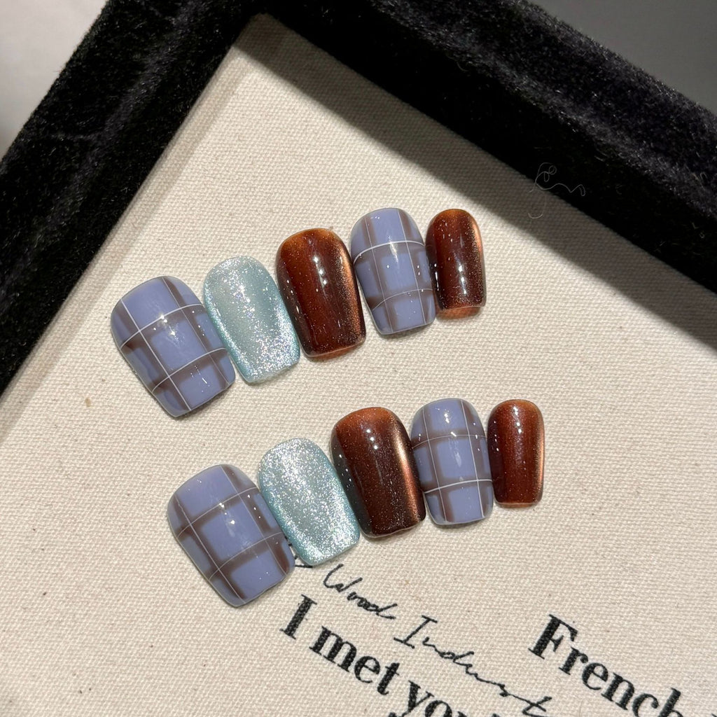 Handmade Press On Nails Short Coffin English college