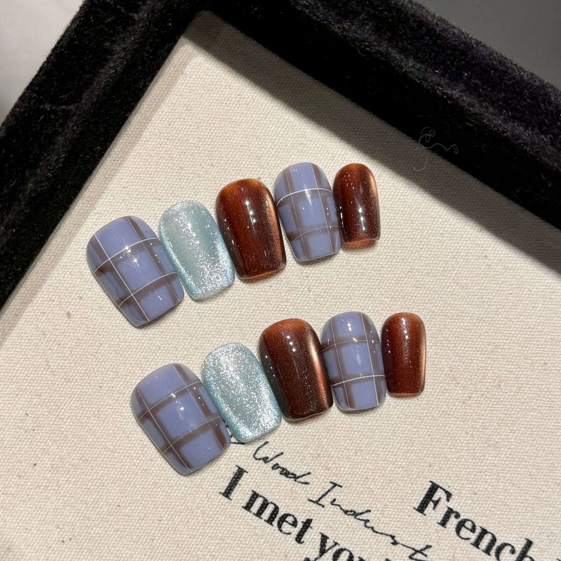 Handmade Press On Nails Short Coffin English college