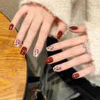 Handmade Press On Nails Short Coffin Cat's eye leopard print