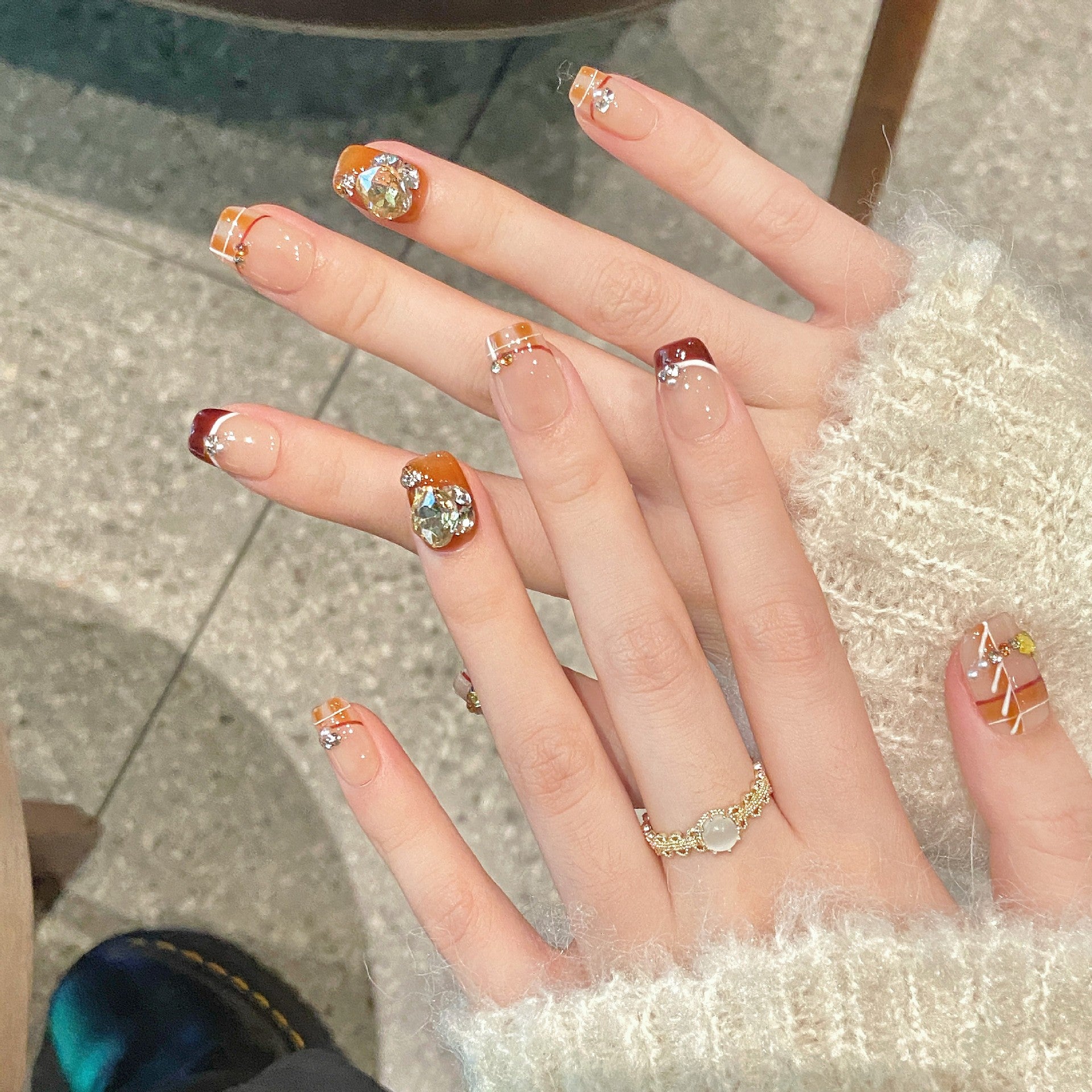 Handmade Press On Nails Short Coffin Chocolate check
