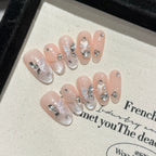 Handmade Press On Nails Medium Almond Wings of a dish